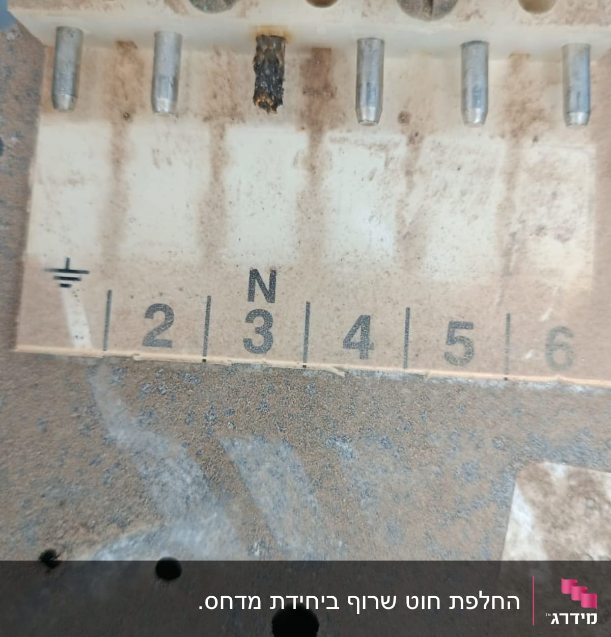 חיבורי חשמל עם סימון מספרים ולכלוך